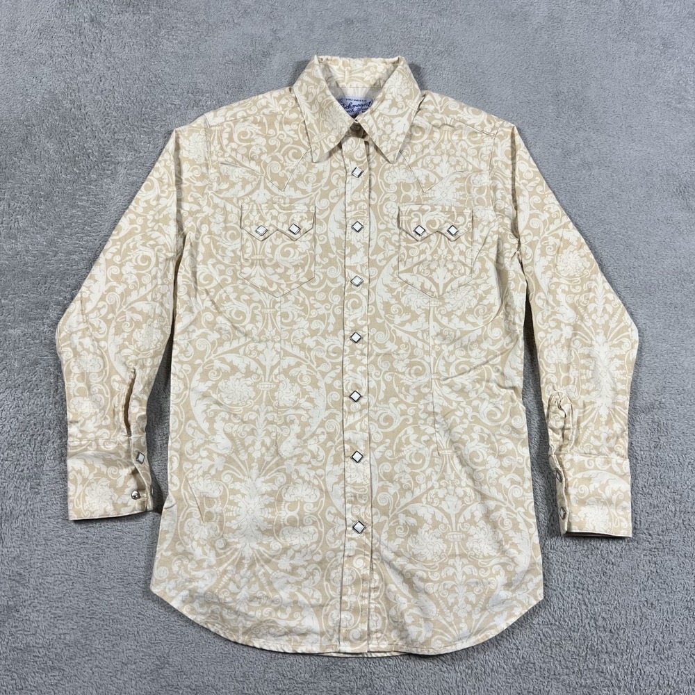 Rockmount Ranch Wear Shirt Womens Medium Pearl Snap Western Rodeo Damask Floral